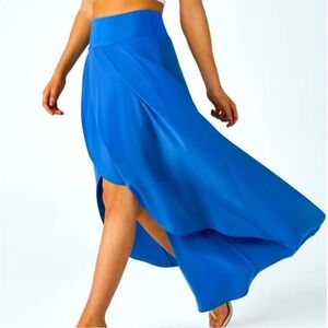 Halara NWT Breezeful High Low Hem Midi-Maxi Pull On Skirt Skort Royal Blue XL